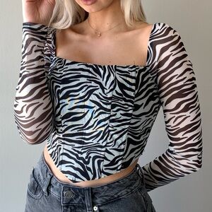 Black and White Zebra Print Crop Corset Top